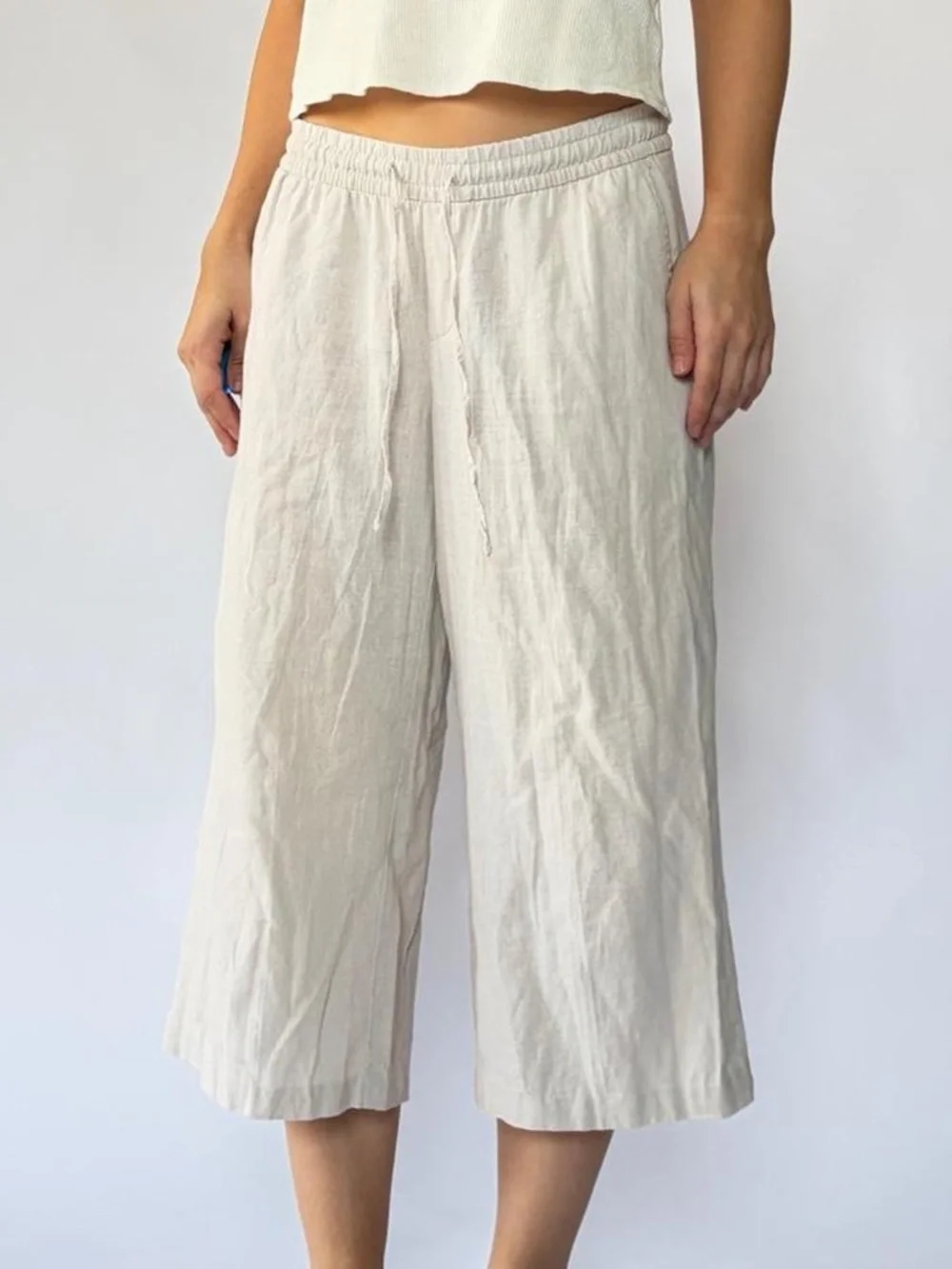 Linen Capris Low Rise Medium H&M